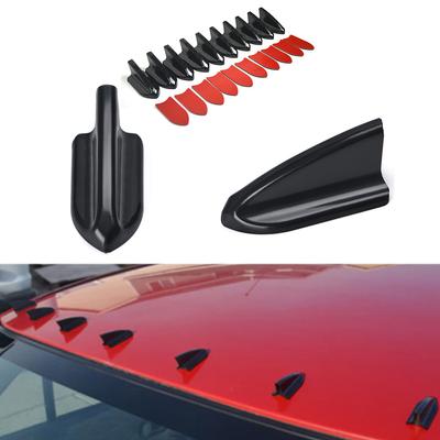 10Pcs Car EVO-Style Anti-UV Weatherproof PP Roof Shark Fins Spoiler Wing Kit Vortex Generator Black Universal Car
