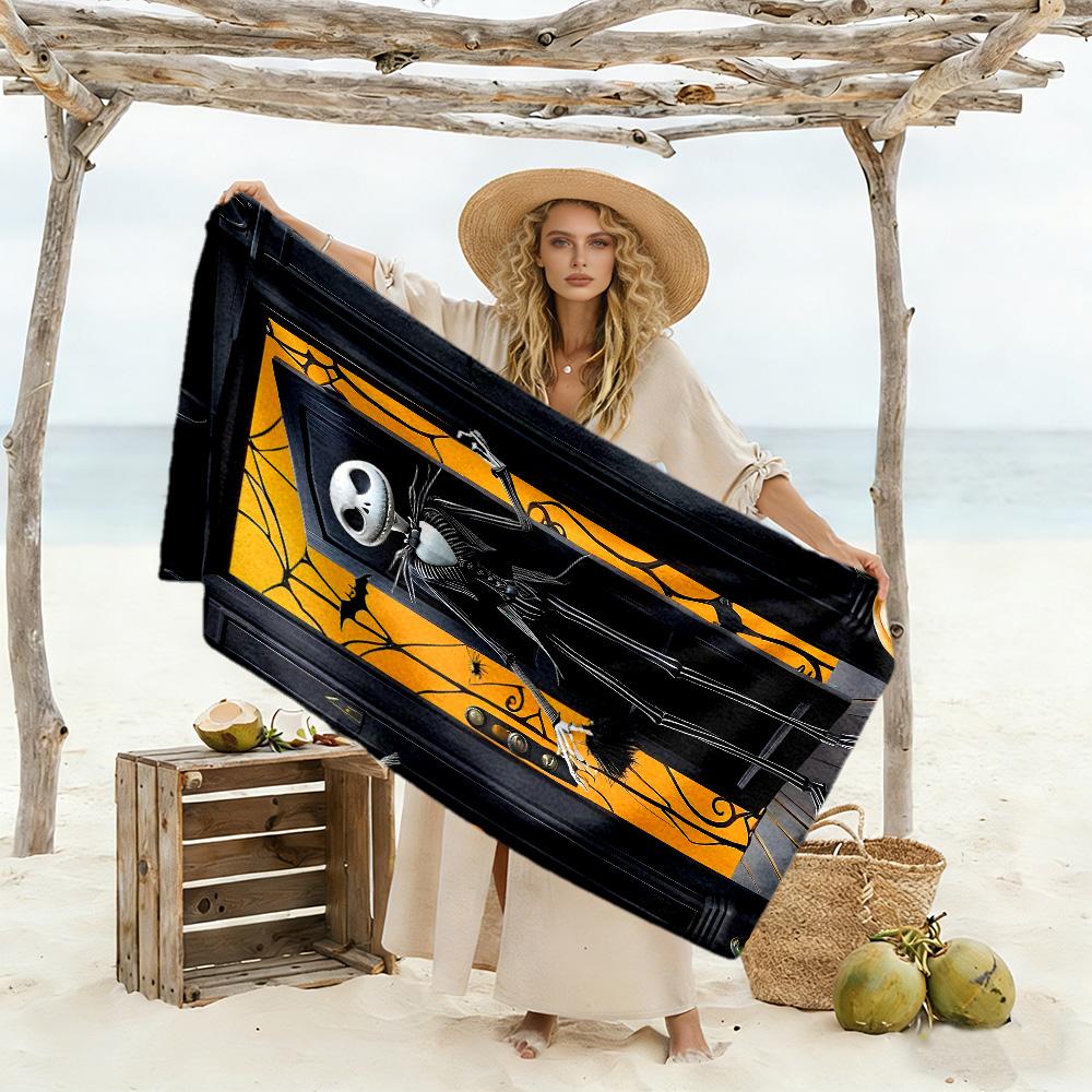Jack Skellington Beach Towel Super Soft Microfiber Quickdry Fabric Comfortable Lightweight Perfect for Traveling Yoga Camping and Swimming