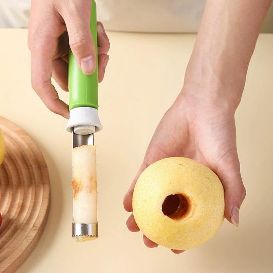Pelador Descorazonador de Frutas 2 en 1 con Doble Hoja Dentada Descorazonador de Verduras de Acero Inoxidable Mango Ergonómico Herramienta de Cocina