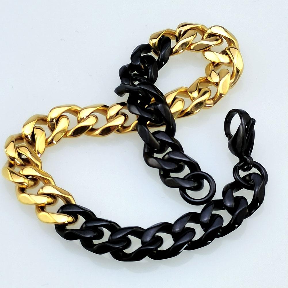 New 316L Stainless Steel Black and Gold Dual Hip Hop Bracelet Anklet
