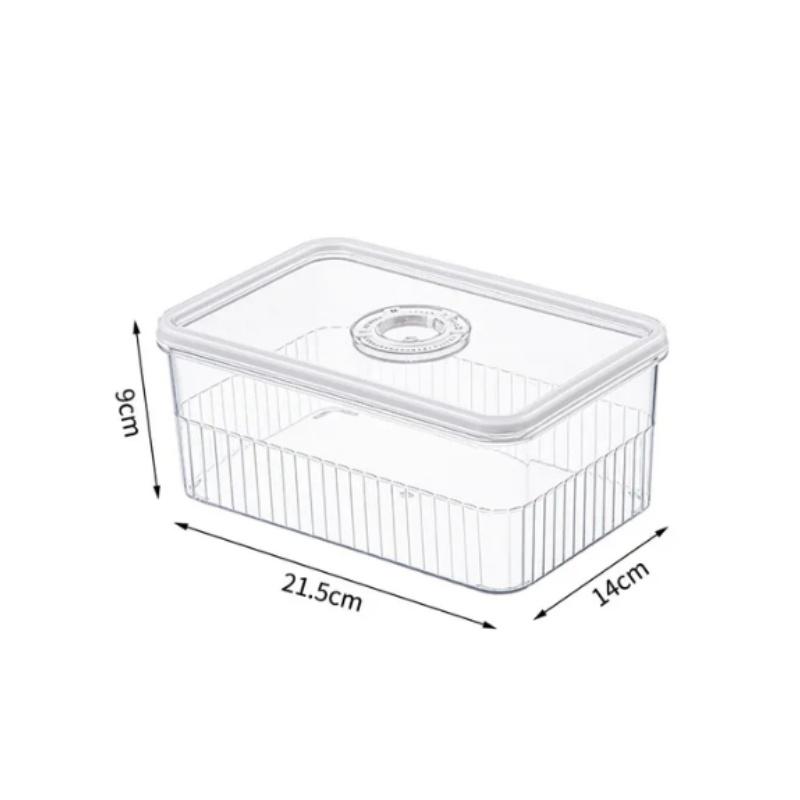Refrigerator Storage Box With Timer - Fresh Fridge Organizer For Vegetables Fruits And Pantry Kitchen Containers