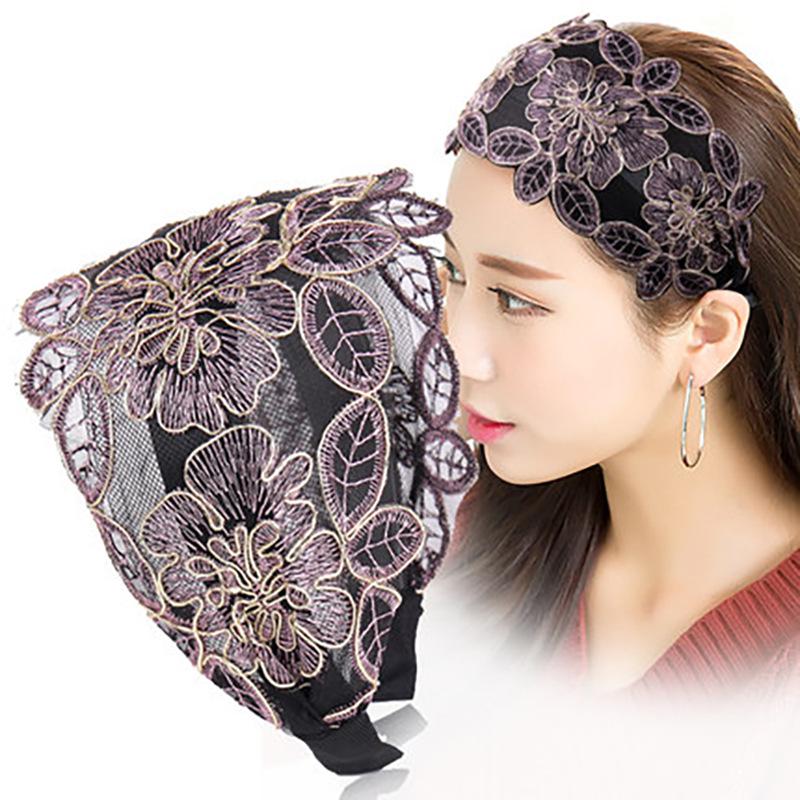 Korean Style Lace Bow Non-Slip Women's Headband for Face Washing and White Hair Coverage