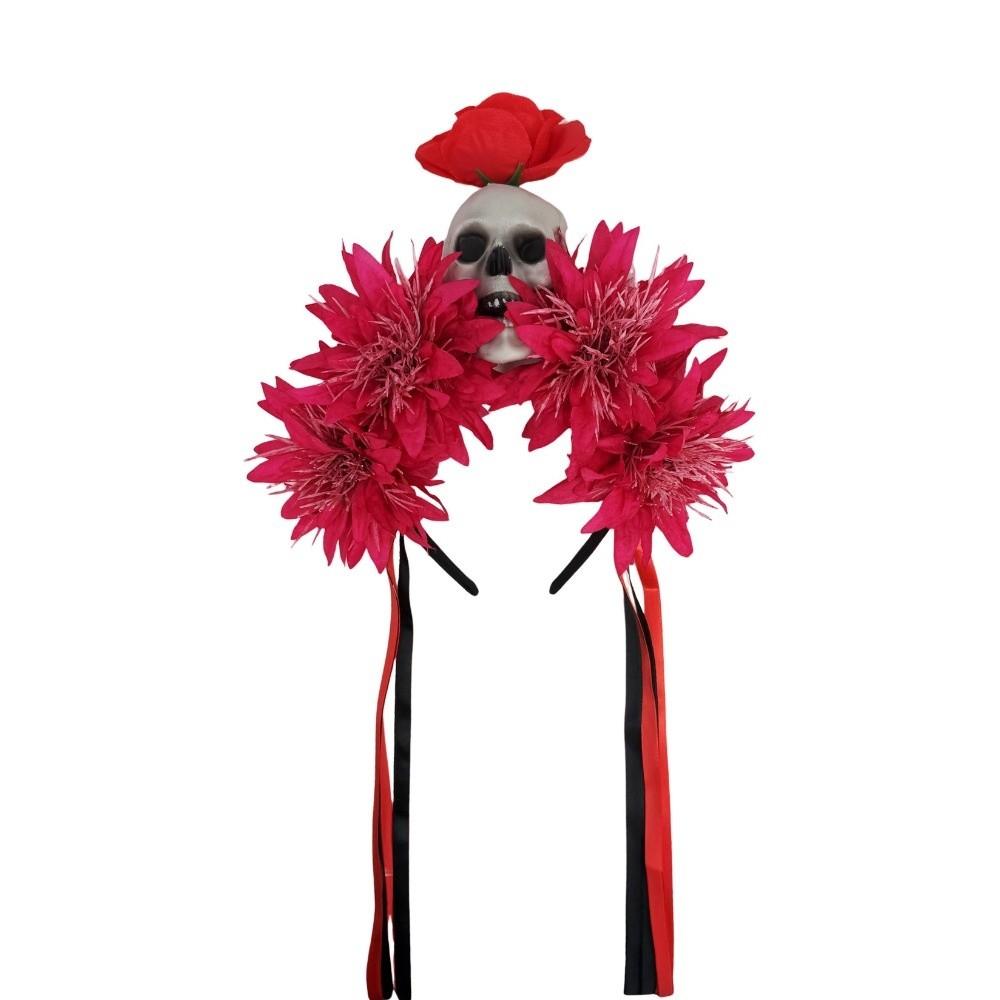 Scary Flower Halloween Headband Simulated Flower Halloween Skull Hairhoop Girls