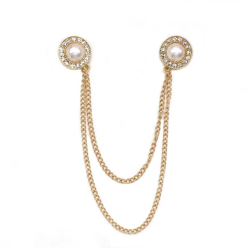 1 Pair New Blouse Shirt Lapel Collar Cardigan Clip Women Girls Vintage Shiny Crystal Pin Brooch Cape Cloak Clasp Fixing Clip