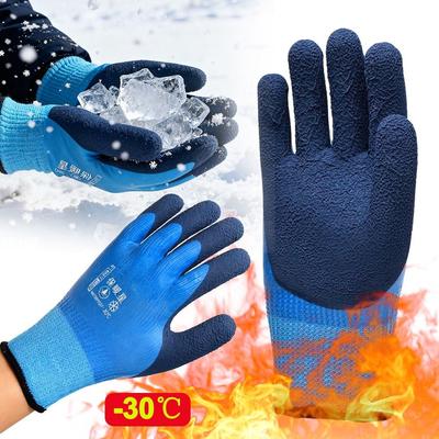 Gants de sécurité étanches pour le travail Résistants à l'usure ÉpaisThermalants Caoutchouc Antidérapant Grip Gants à doigts complets Ouvrier Bâtisseur