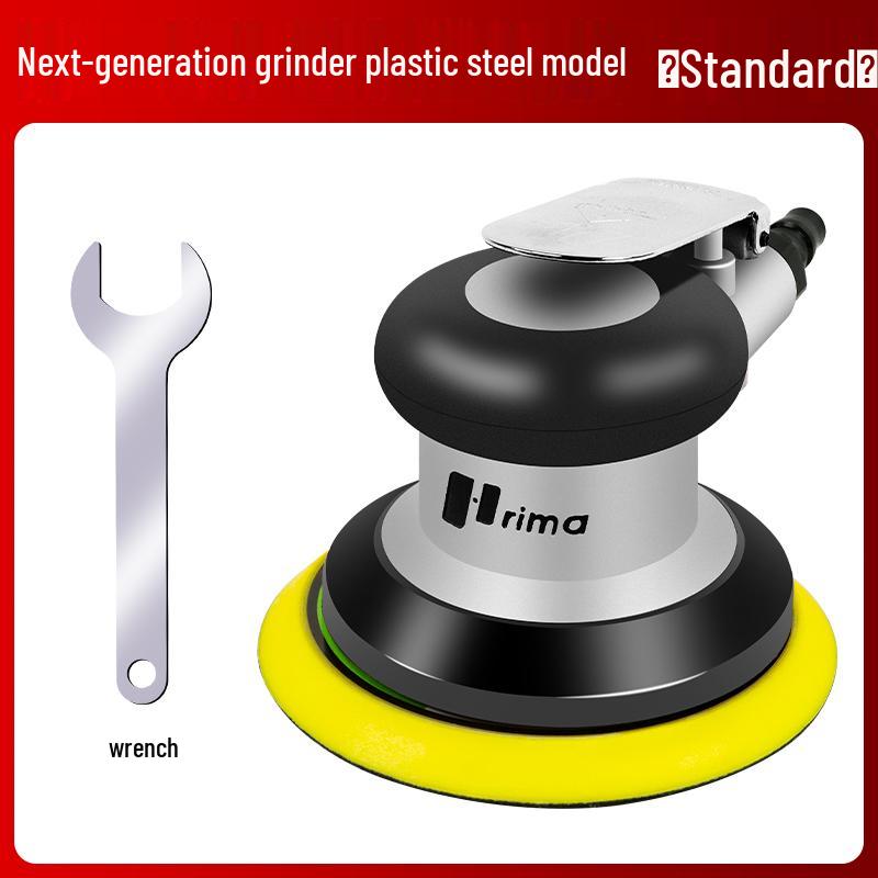 Taiwan Industrial-Grade Pneumatic Grinder with Dust Extraction and Round Sandpaper.