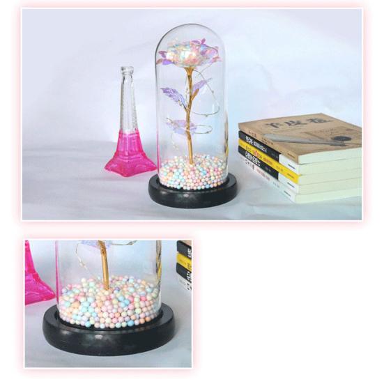 LED Lamp Glass Cover Rose Flower Micro Landscape Decorative Light Christmas Gift