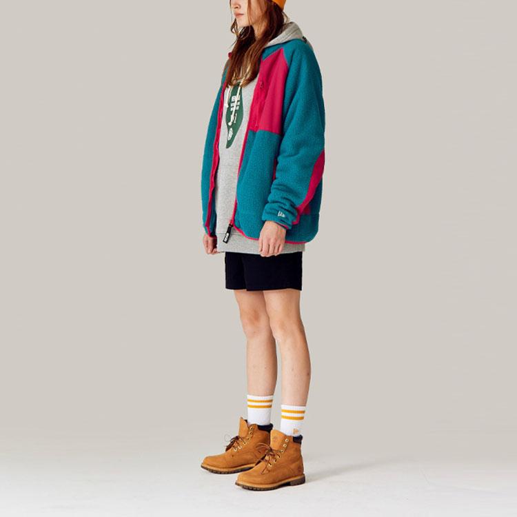 New Era FW21 Multi-Pocket Color Block Zip Fleece Jacket Unisex Jackets Blue Green 12866474