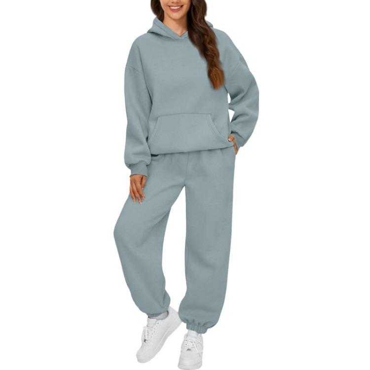 Übergroßes Sweatshirt und Jogginghosen-Set 2-teilige Damen-Outfits Hoodie Herbstmode Trainingsanzug mit Taschen