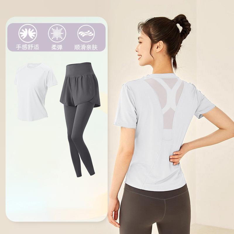 Tennis suit women's short-sleeved training clothes outdoor running quick-drying clothes thin badminton T-shirt fitness clothes