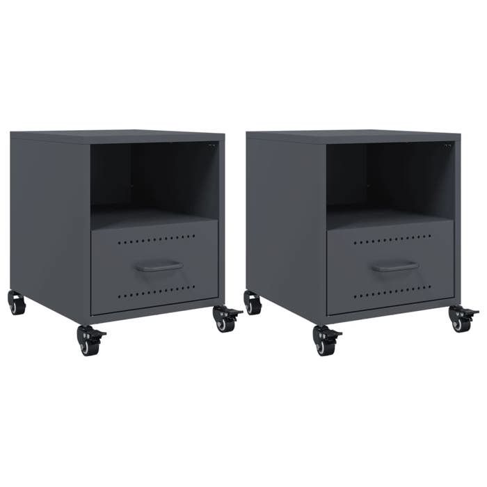 VidaXL Bedside Tables 2 Pcs Anthracite 36x39x43.5 Cm Steel, Cabinet, Bedroom Furniture, Phone Holder, 846709