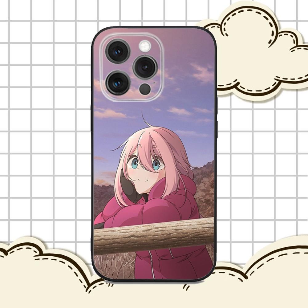 Y-Yuru C-Camp Anime Phone Case For iPhone 16e,16,15,14,13,12,11,Pro,X,XS,Max,XR,Plus,Mini Soft Black Cover