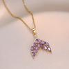 Boho Colorful Zircon Mermaid Fish Tail Pendant Necklace for Women Lady Gold Color Elegant Stainless Steel Chain Jewelry Gift