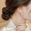 Copper-Plated Gold Curved Zircon Diamond Rhinestone Stud Earrings – Versatile High-End Design for Women