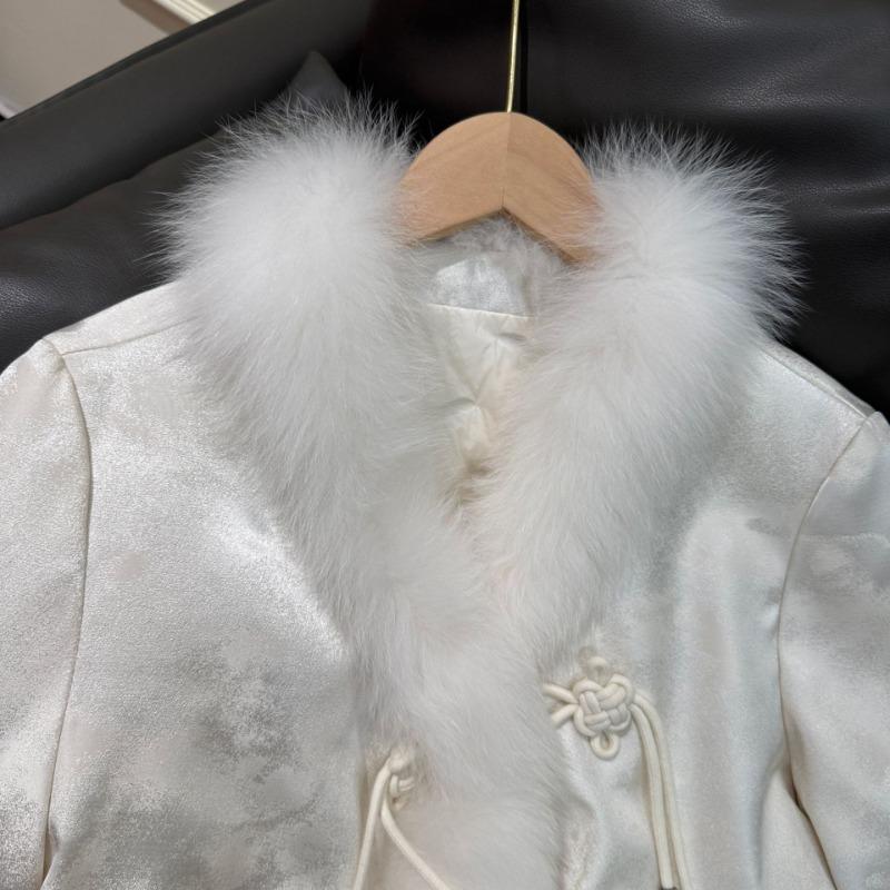 Real shot, women's new Haining fur Chinese style fox hair jacket real hair down jacket