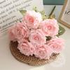 Artificial ew Rose Flowers Plants Leaves Pink Silk Fake Plants Home Decoration White Autumn Bouquet Roses Flower Office Decor