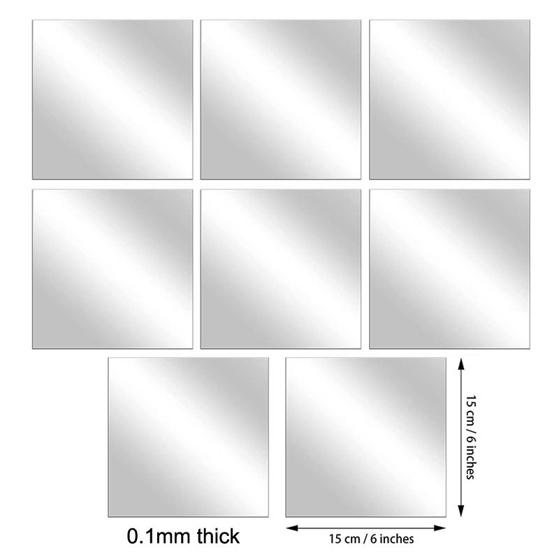 

8 шт. 20X20 см / 30X30 см Акриловые гибкие зеркальные листы / Самоклеящаяся зеркальная плитка для дверей / Режущаяся настенная зеркальная наклейка 8pcs 15X15CM Thin