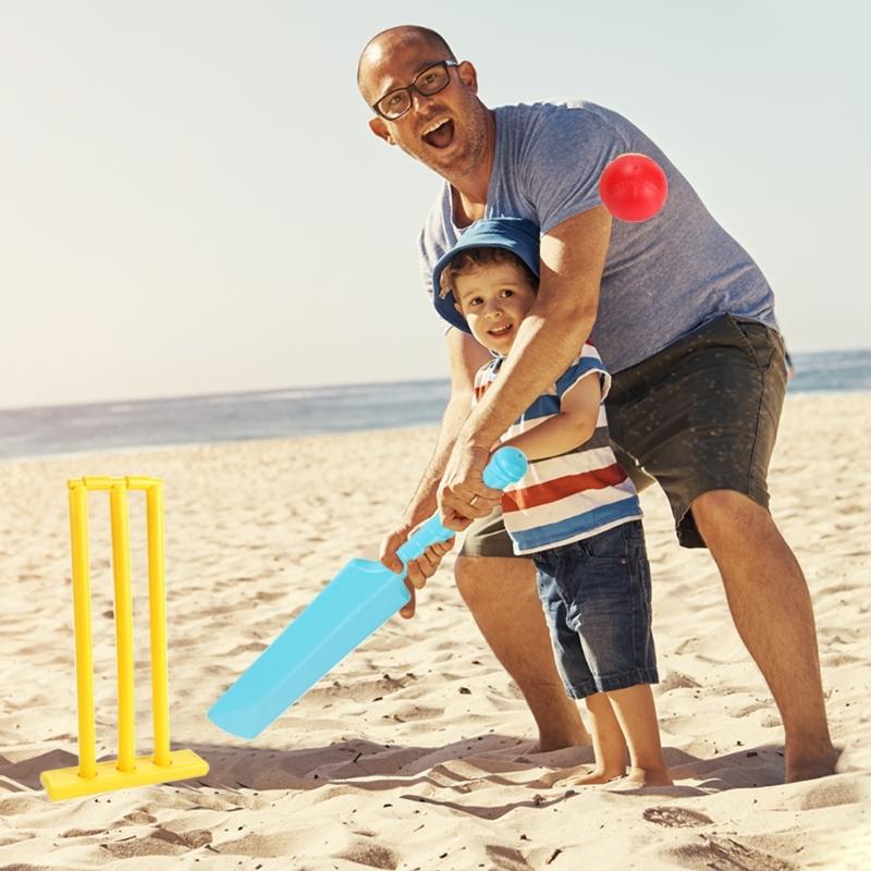 Set da Cricket per Bambini Mazza da Cricket in Plastica con 2 Palline e Stumps Gioco Sportivo per il Cortile Gioco da Tavolo Interattivo Facile da Giocare