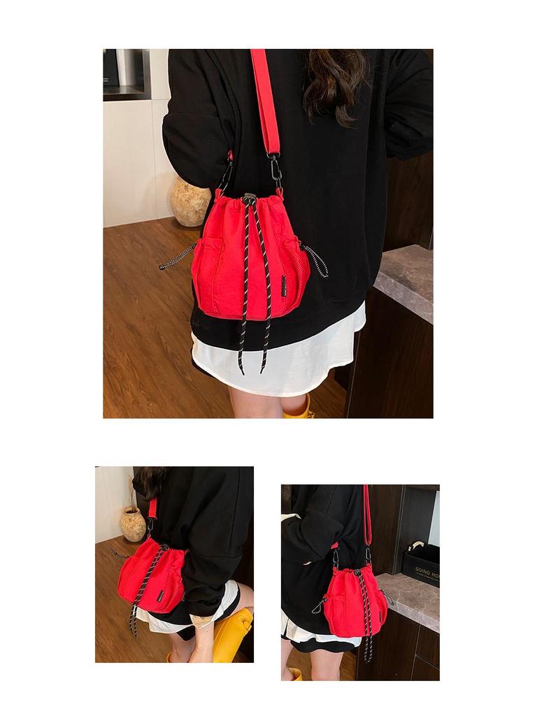 Japanese-Inspired Niche Drawstring Bucket Bag, Versatile Crossbody for Commuting and Outdoor Sports Casual Use