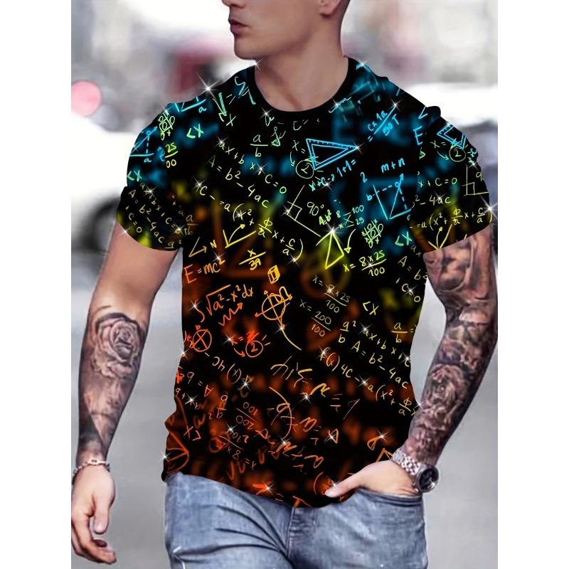 Creative Colorful Mathematical Formula 3D Print Breatha Men's T-shirt Outdoor Fashion Street Y2K Parent-Child Clothing
