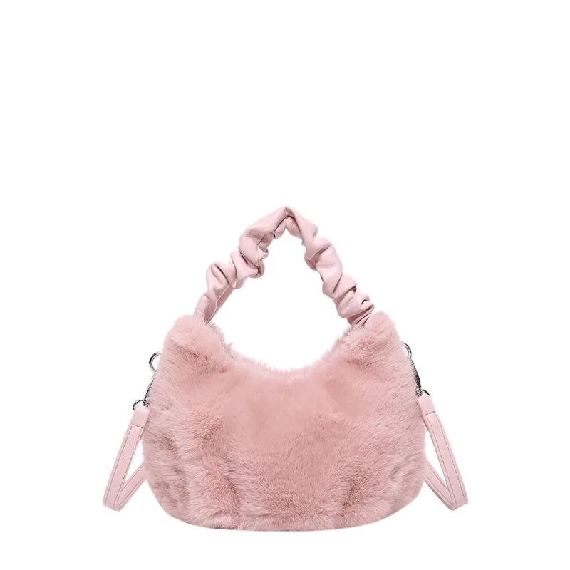 Herbst und Winter neue hübsche kleine einzigartige tragbare Umhängetasche süße Wolkenfelltasche