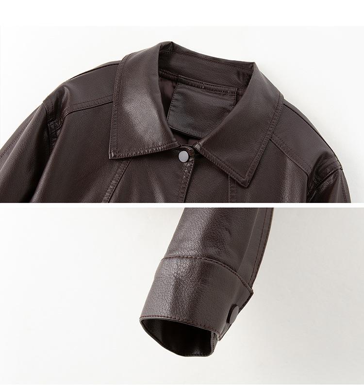 2025 Spring/Autumn Women's Genuine Lambskin Lapel Jacket - Trendy Short Casual Leather Coat