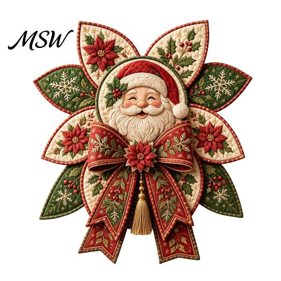 Handcraft Sewing Materials Christmas Quilt Bow DIY Kit, 3D Handmade Decorative Ornament, Pre-cut Home Decor Fabric And Step-by-Step Guide Crafting Set