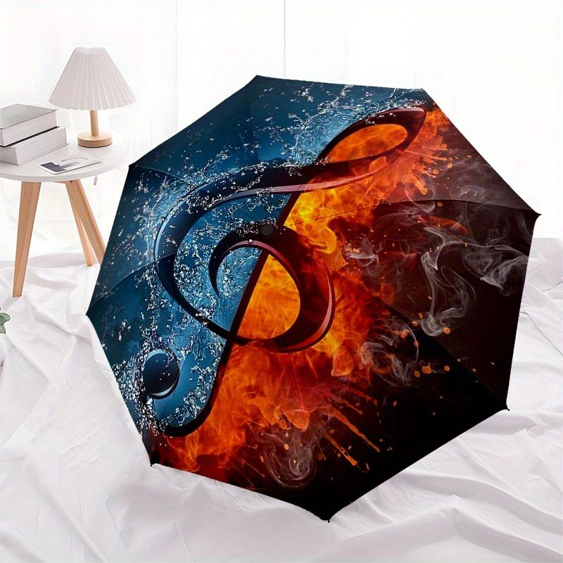 Flame & Water: Treble Clef Music Note Art PrintUmbrella, Portable 3-Fold Compact Umbrella,Christmas Gift ES440