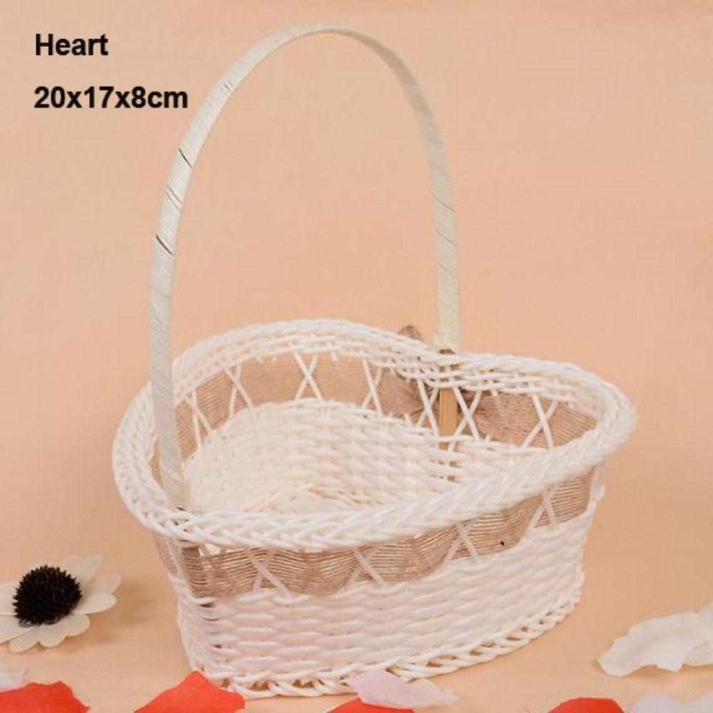 Beautiful Hand Made Storage Baskets With Handle Wicker Flower Basket  For Plant Home Wedding
