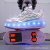 Buty na kółkach mogą kurczyć się automatyczne czterokołowe rolki ładujące świecące buty dla dzieci