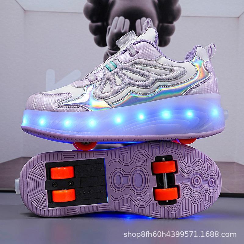 Buty na kółkach mogą kurczyć się automatyczne czterokołowe rolki ładujące świecące buty dla dzieci