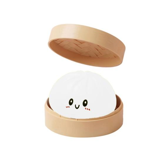 Glow in the Dark Bun Squeeze Toy, LED Light Up Stress Relief Fidget, Sensory Toy for Adults Kids, Cute Desk Decor Gift