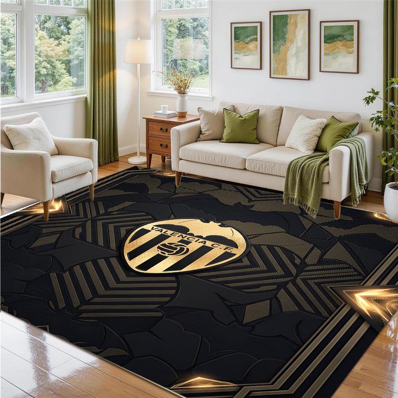 Valencia FC Design Crystal Velvet Rug Soft Decorative Mat for Bedroom Entrance