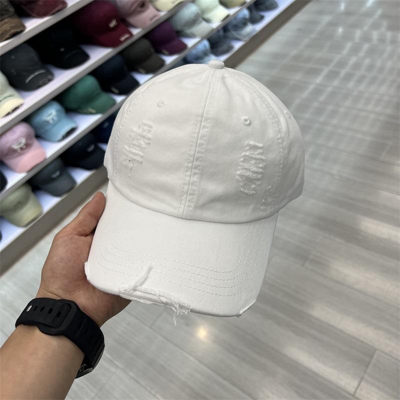 New Worn Hole Washed Deep Hat Versatile Old Casual Dome Women's Soft Top Baseball Cap