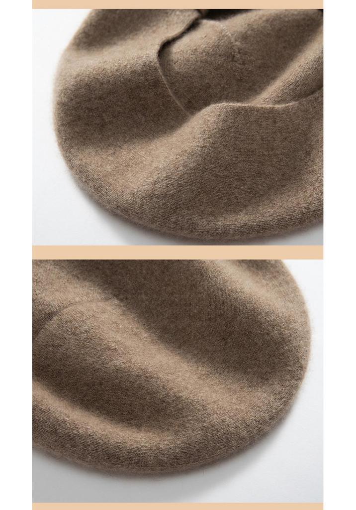 100% Pure Cashmere Women's Knitted Beret - Autumn/Winter Korean Style Streetwear