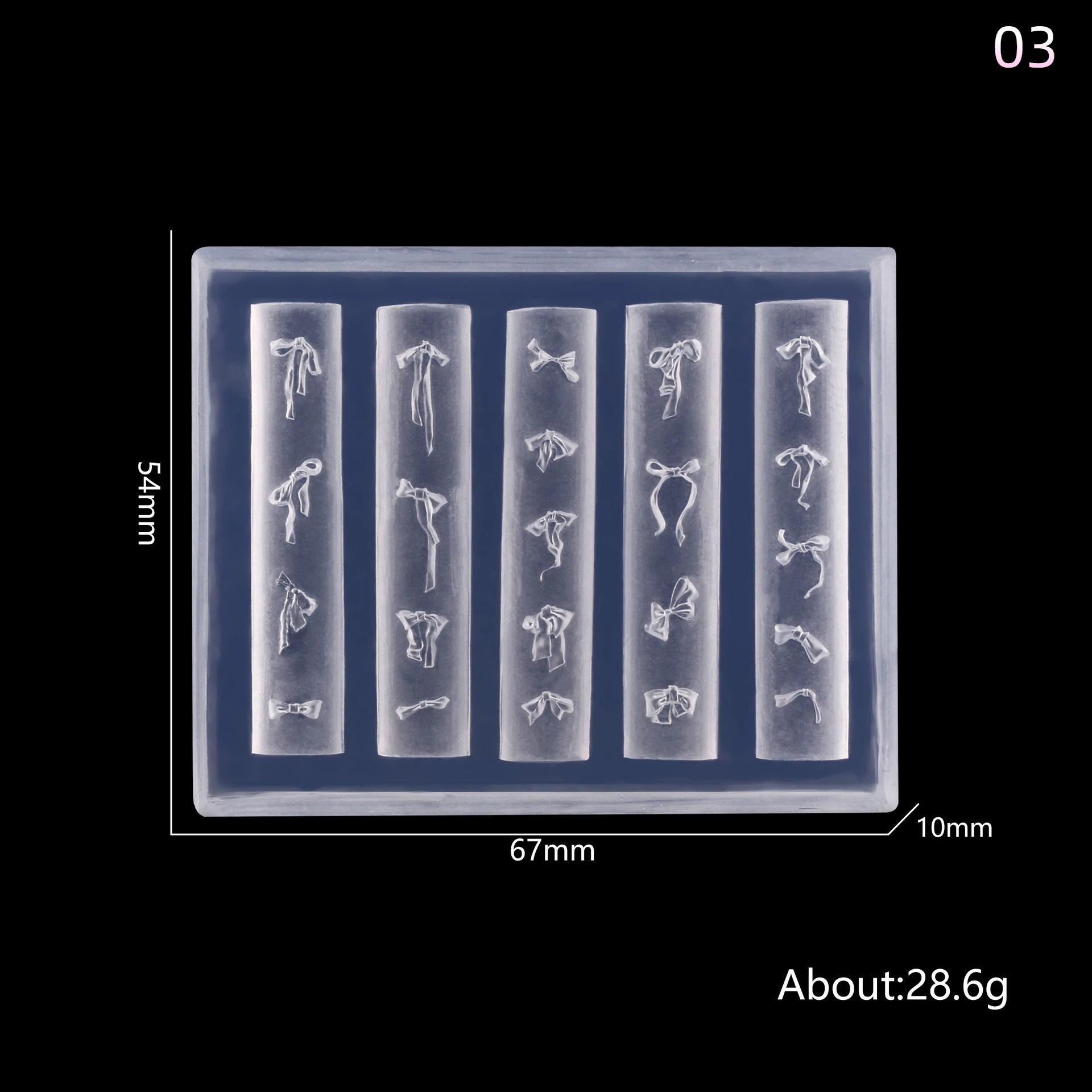 

Ribbon Bow Nail Art Mold Silicone Cartoon Bowknot Pattern Nail Art Decorations Nail Polish Filling Mold Relief Design Manicure 3