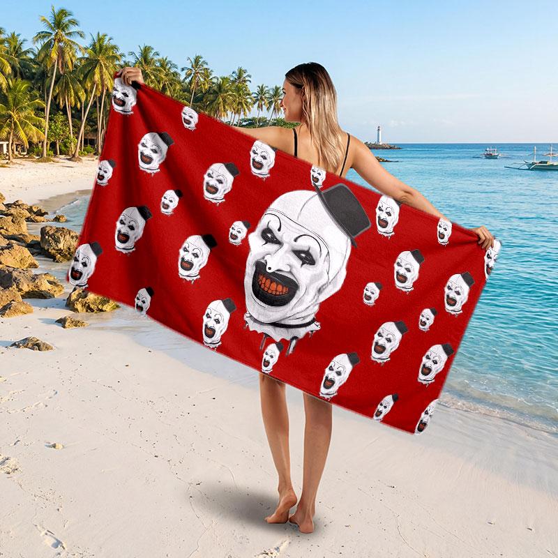 Large Beach TowelTerrifier Art the Clown Soft Absorbent Towel Beach Bath Home Use