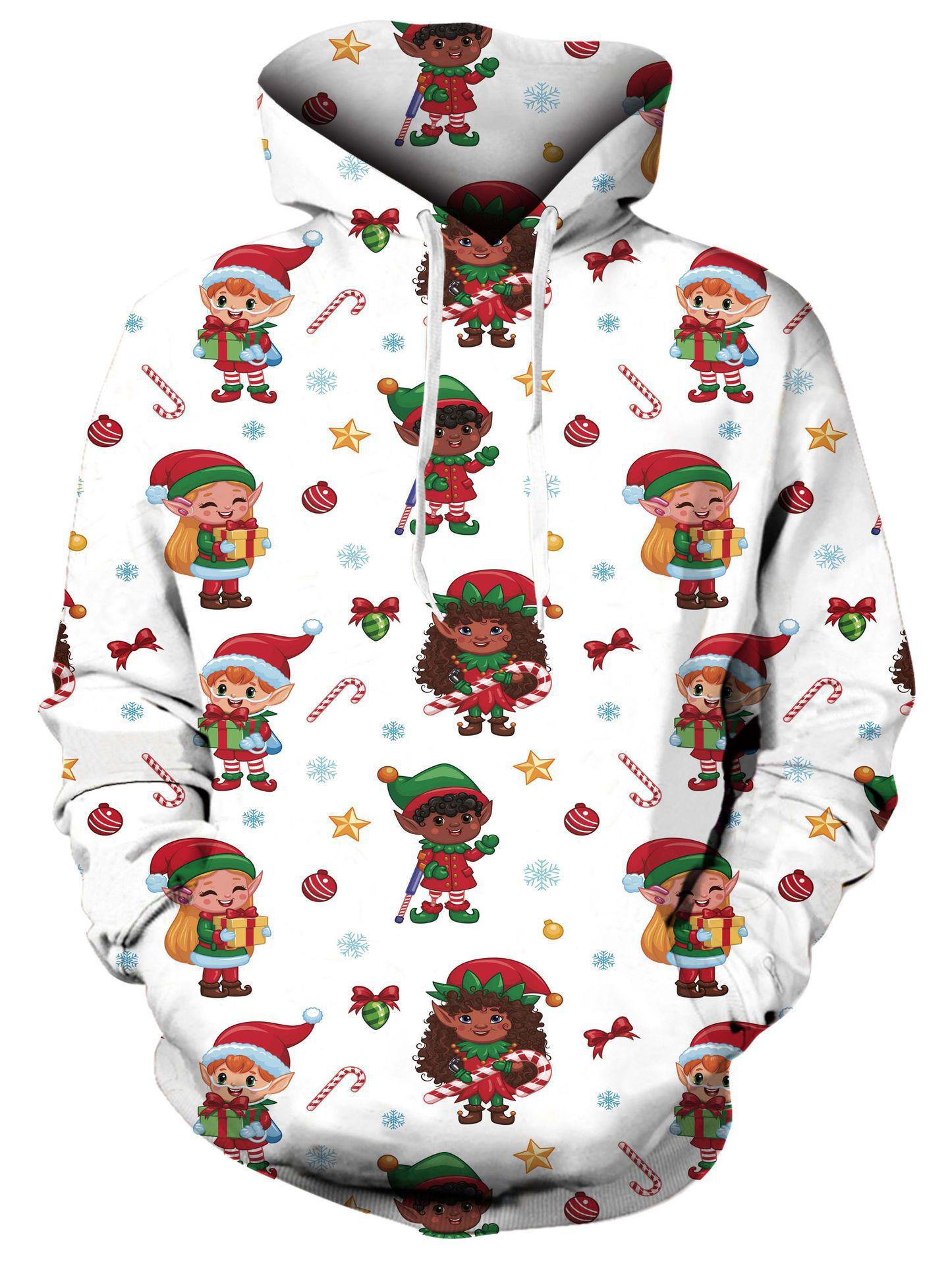 2025 Cross-Border Christmas 3D Snowman Yokai Men s Casual Hoodie 5X Large