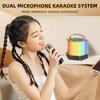 Karaoke Machine Mini Wireless Microphone and Speaker Set with 2 Microphone RGB Color Light Handheld Mic Gifts for