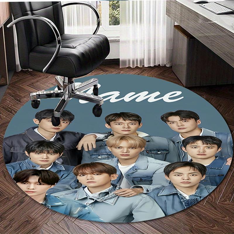 Personalized K-Kpop Team Round Chair Office Rug - Perfect for Mat, Office Chair & More - Ideal Gift for Birthdays and Holidays