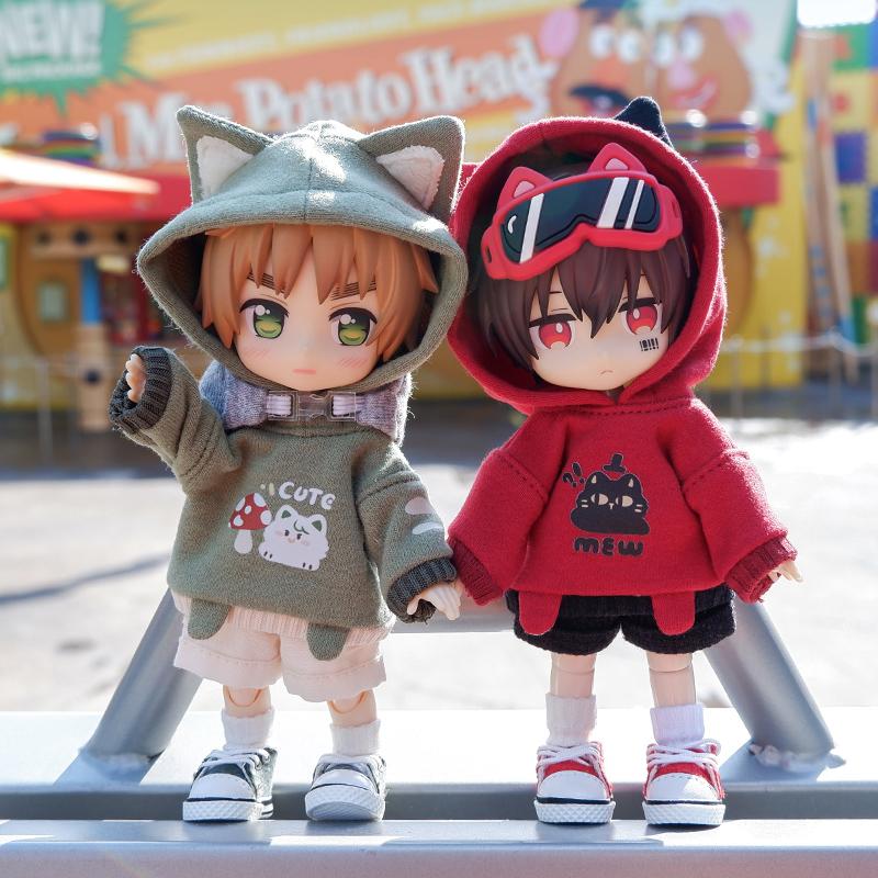 OB11 Clothes Cat Sweatshirt Hoodie Casual Jacket for Obitsu11, Molly, GSC Body, DDF, YMY, 1/12bjd Doll Accessories Toy Coat