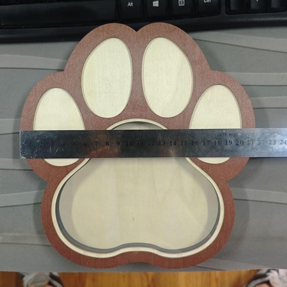 Wooden Pet Fur Keepsake Box Removable Back Cover With Picture Frame Pet Memorial Box Photo Display Paw Shaped