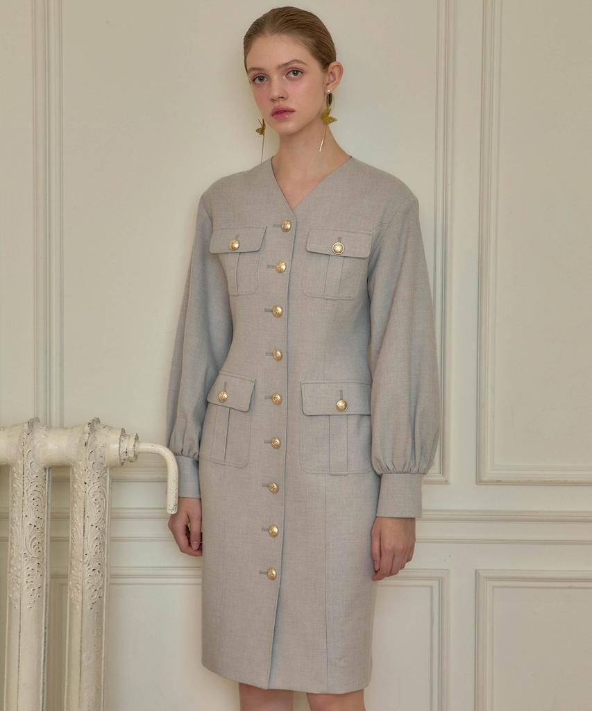 JULIY&CALLA 24 Fw Collar 94 Etoile Balloon Dress Gray