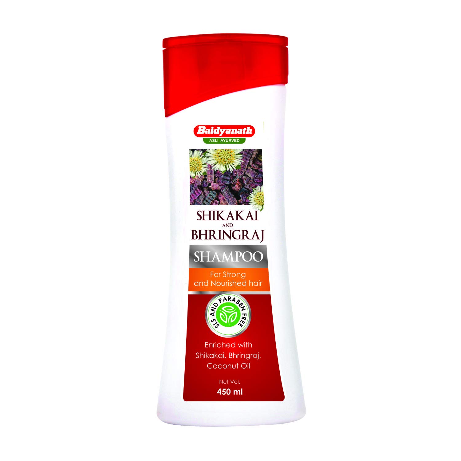 Baidyanath Настоящий Аюрведический Питательный Шампунь с Шикакай и Бринградж I Шампунь для Силы Волос I Кокосовое Масло I 450 мл - Без Сульфатов и Парабенов