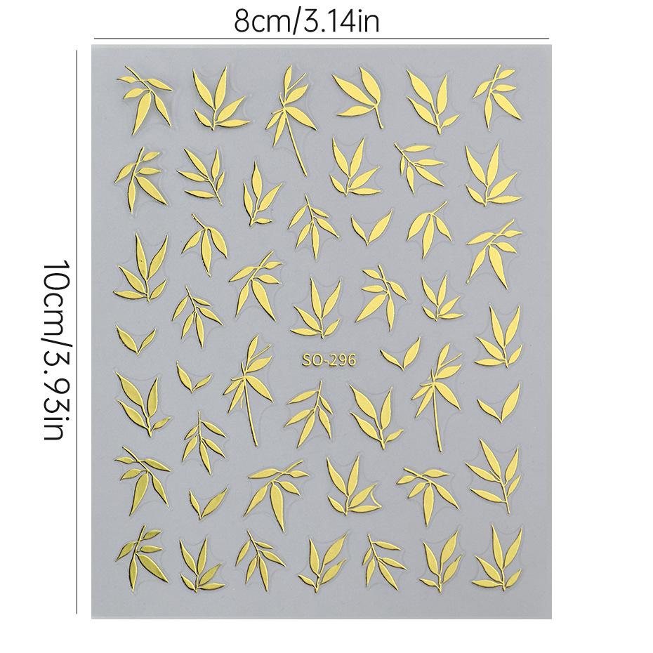 Nail Art Stickers Ins Chinese Style Cool Style Multi-color Bamboo Leaf Adhesive Nail Stickers
