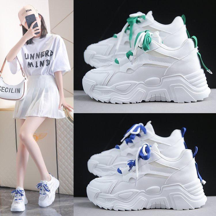 

Spring and autumn new thick-soled breathable mesh student sports fashion shoes women s shoes 39 синій