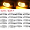 20PCS Truck Lighting Car Side Marker Lights Chrome Waterproof 22LED Trailer Side Light Turn Signal Indicator Clearance Lamp