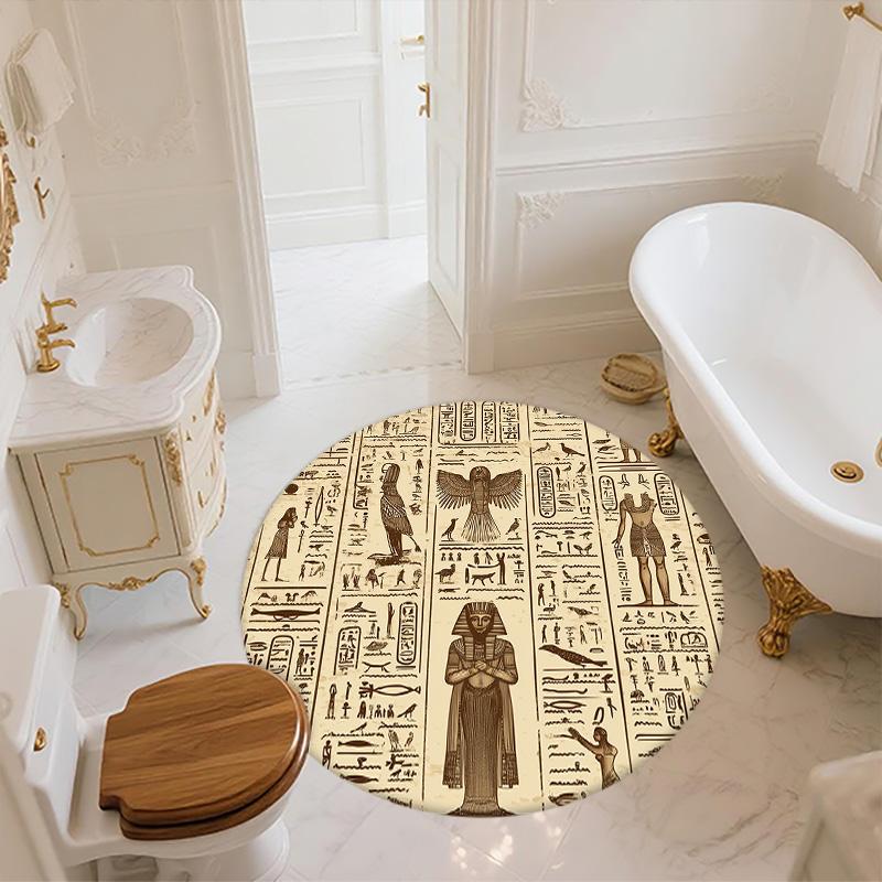 Ancient Egyptian Gods,Round Area Rug,Carpet Rug for Living Room Bedroom Sofa Playroom Decor,Non-slip Floor Mat
