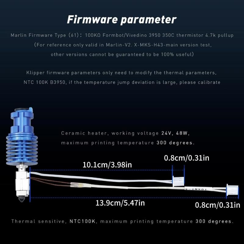 24 V 48 W Verbessertes Rapid Heat V6 Hotend Bimetall Heatbreak Keramik-Heizkerne Flow für 1,75 mm Filament 3D-Drucker