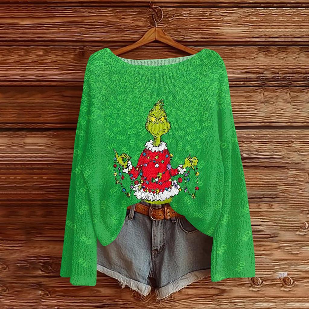 Christmas Sweatshirts For Women Knit Sweater Cute Shirt Fall Crewneck Pullover Tops